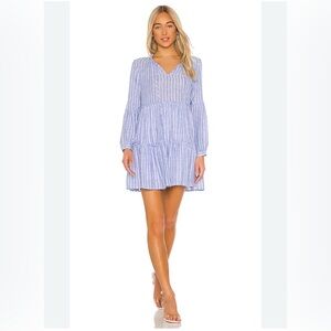 Rails Dress Womens M Boho Everly Tiered Ludlow Stripe Linen Blend Festival Beach
